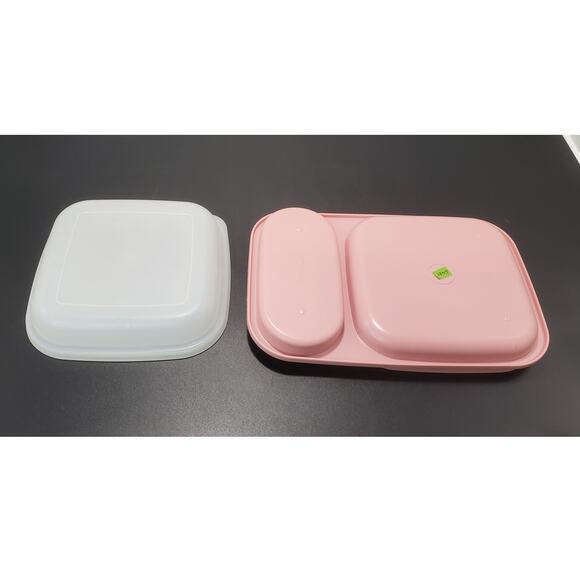 Vintage Tupperware Meal Mate w/Cover Mauve Rose 1837 1838, PRE-OWNED - Picture 2 of 4